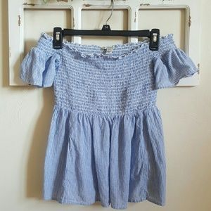 Pinstriped Off-the-shoulder Top